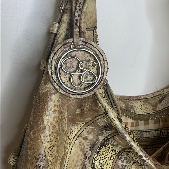 Jessica Simpson | Large Reptile Leather Hobo Purse | Snakeskin Carry Satchel Bag - Picture 3 of 7